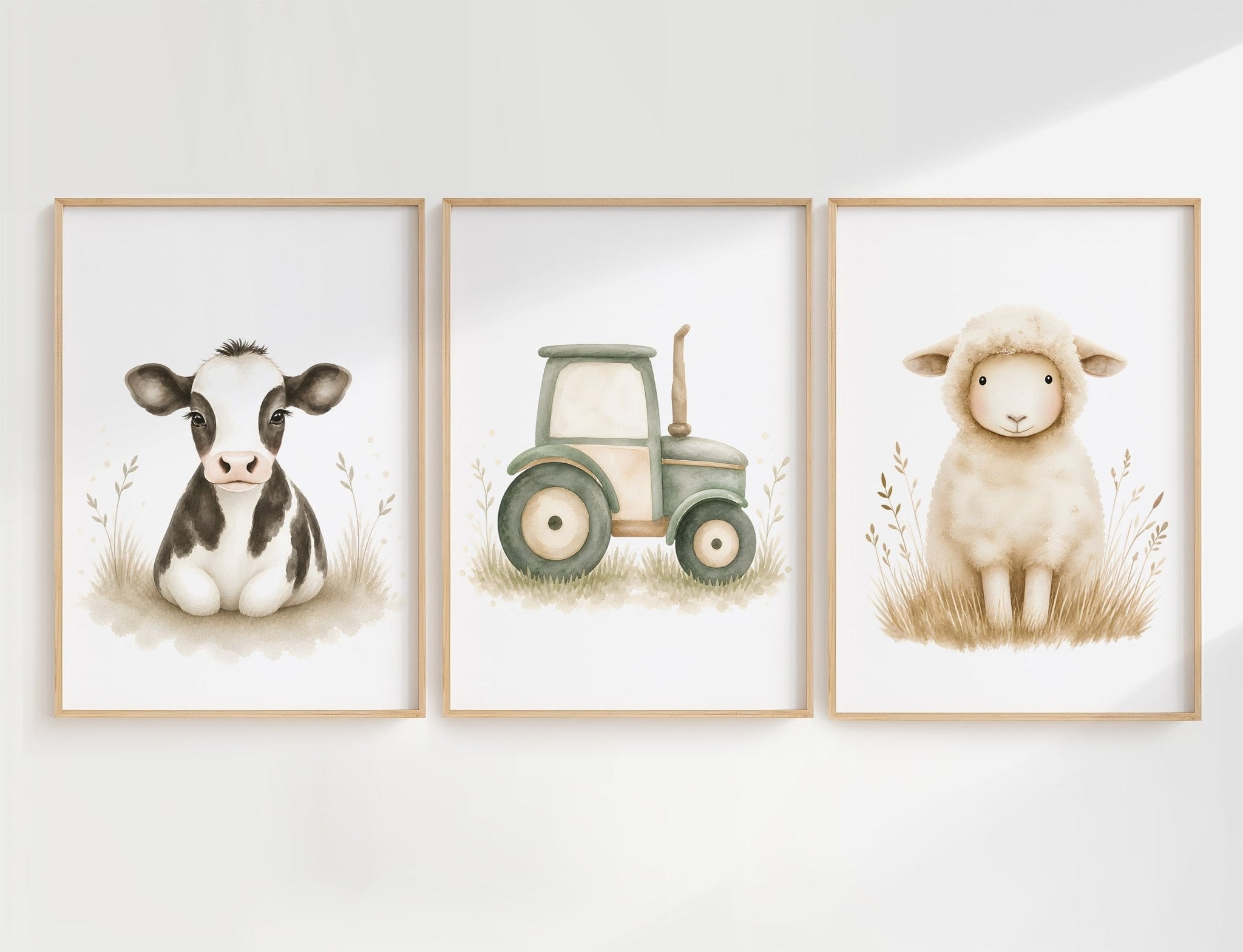 Bondgård 3-pack posters för barnrum | Ko, Traktor & Får poster