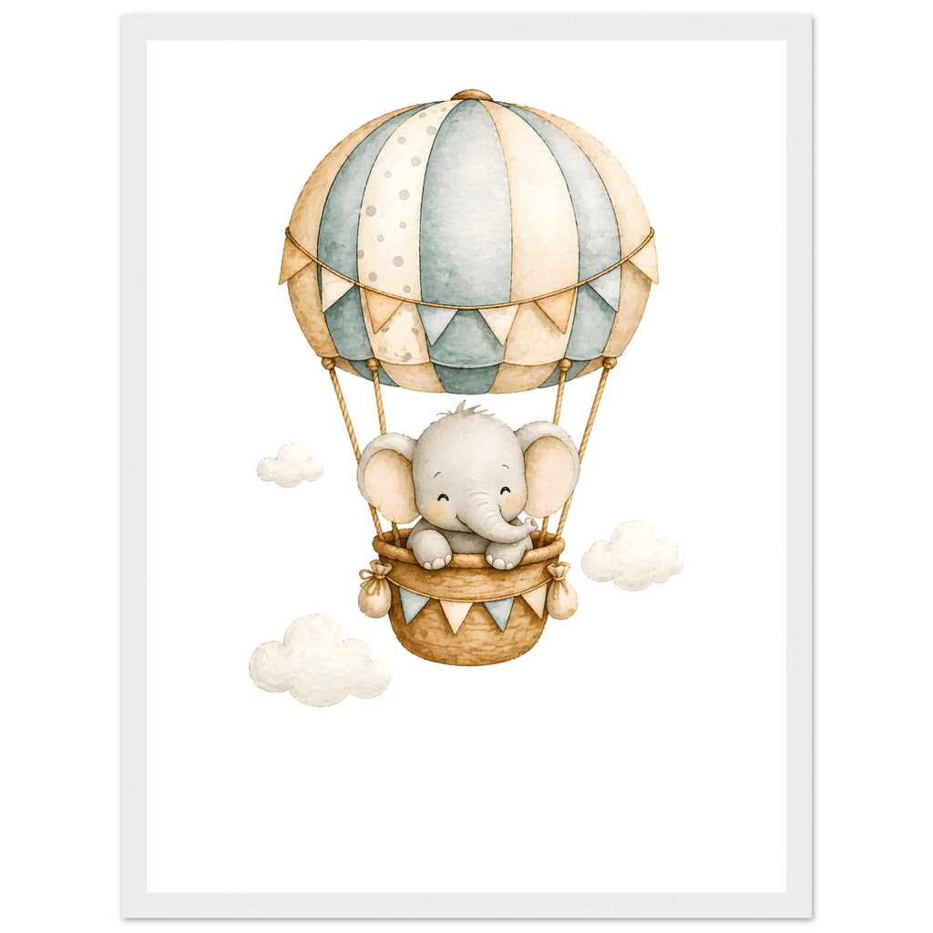 Elefant i luftballong med namn poster