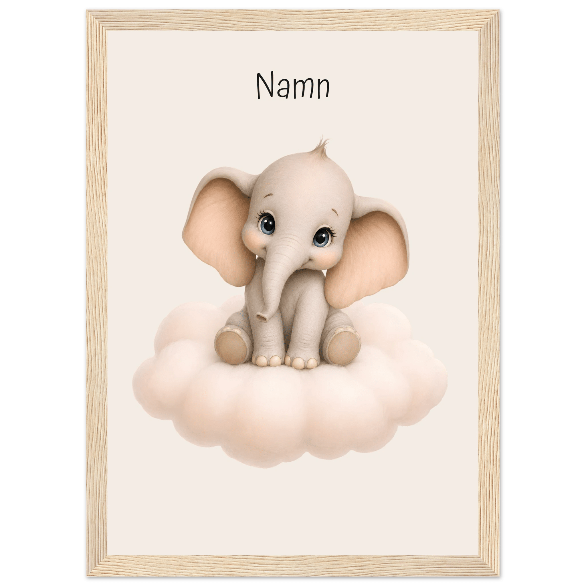 Elefant på moln med namn poster