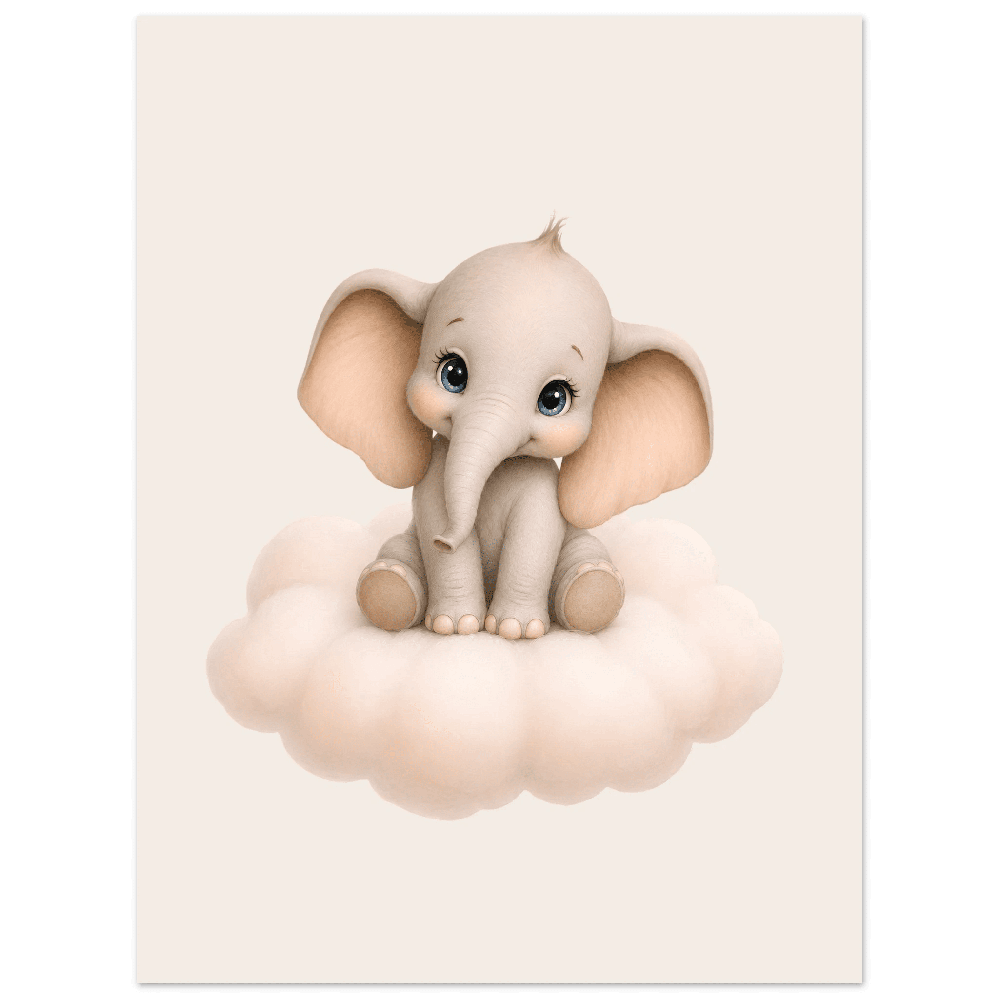 Elefant på moln med namn poster