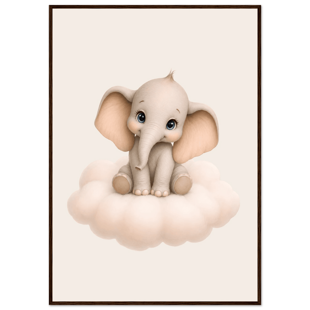 Elefant på moln med namn poster
