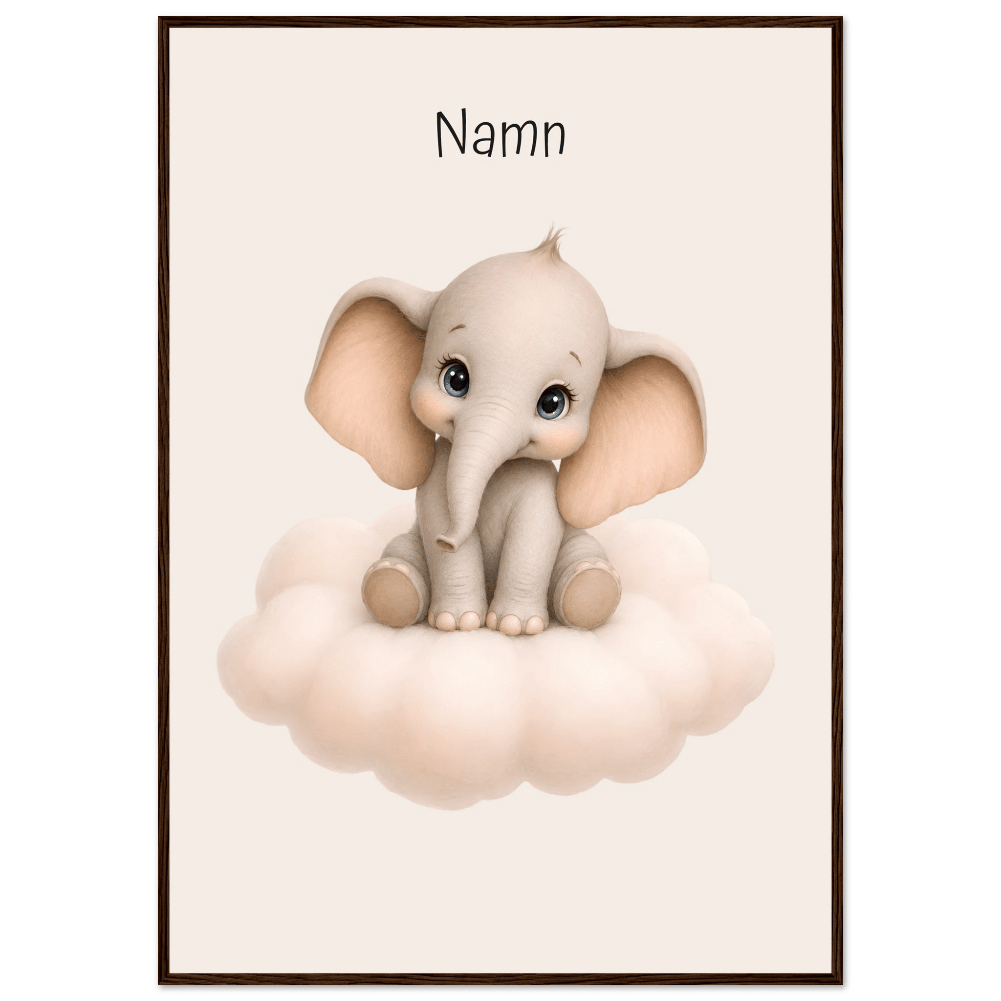 Elefant på moln med namn poster