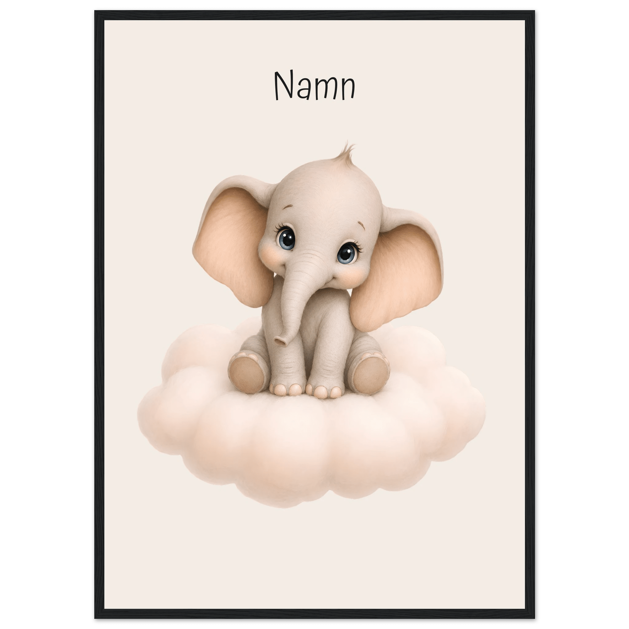Elefant på moln med namn poster