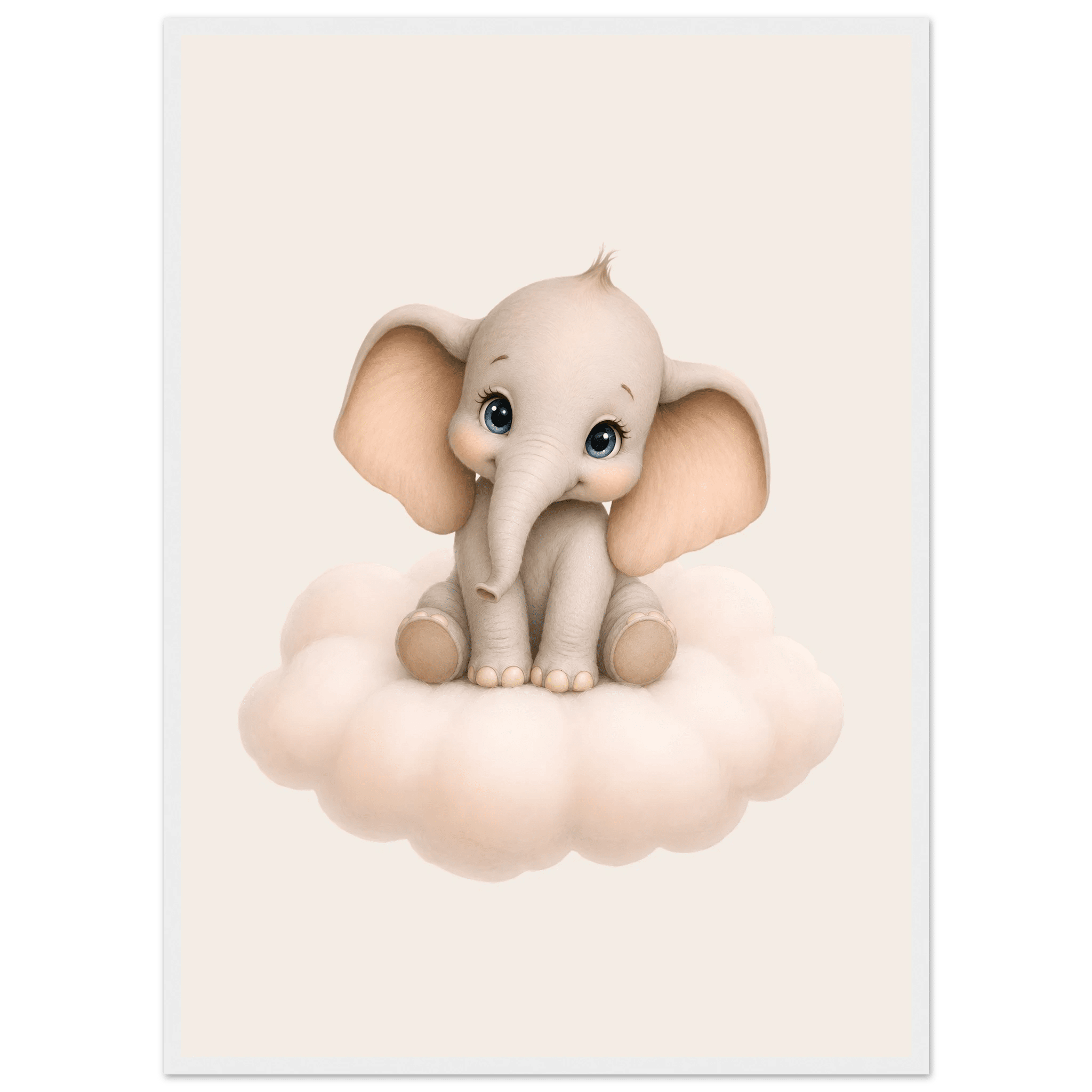 Elefant på moln med namn poster