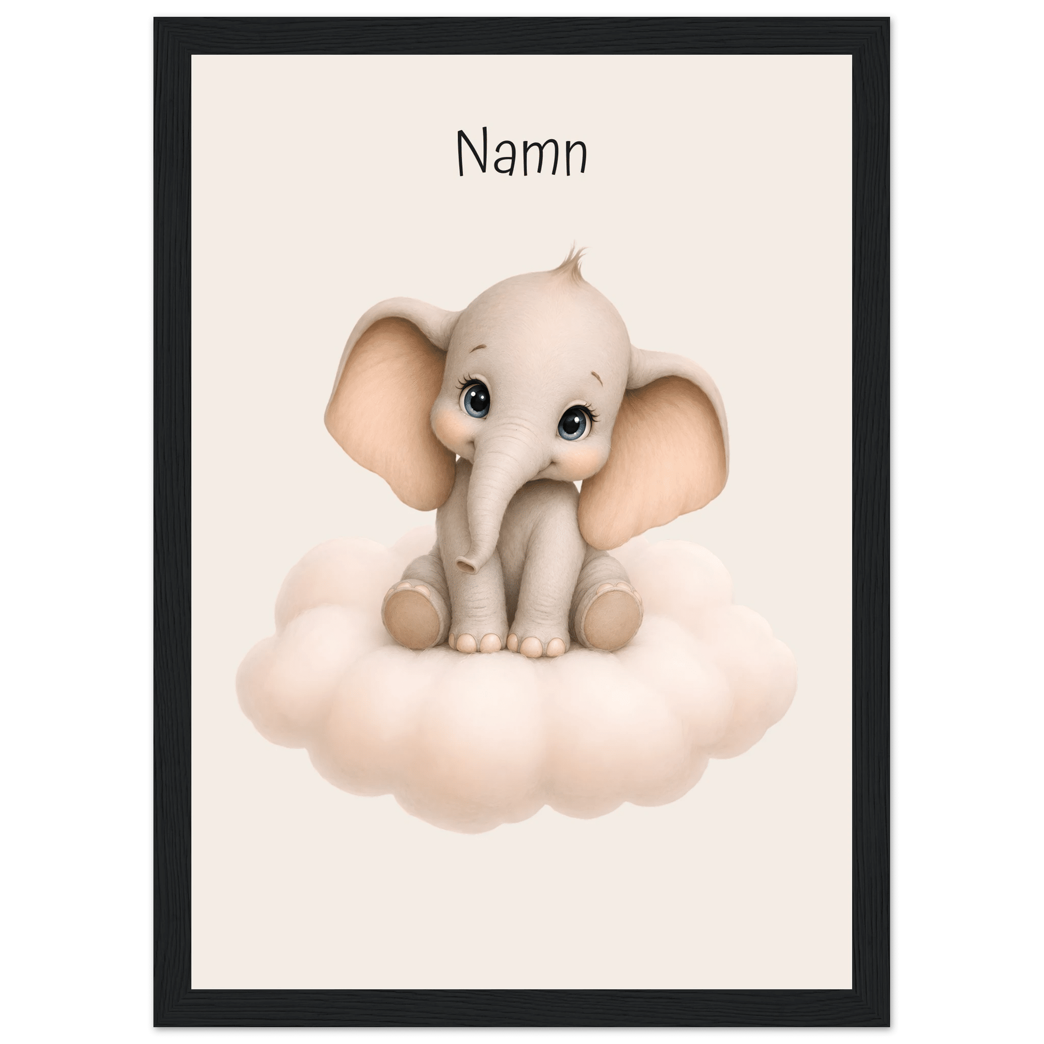 Elefant på moln med namn poster
