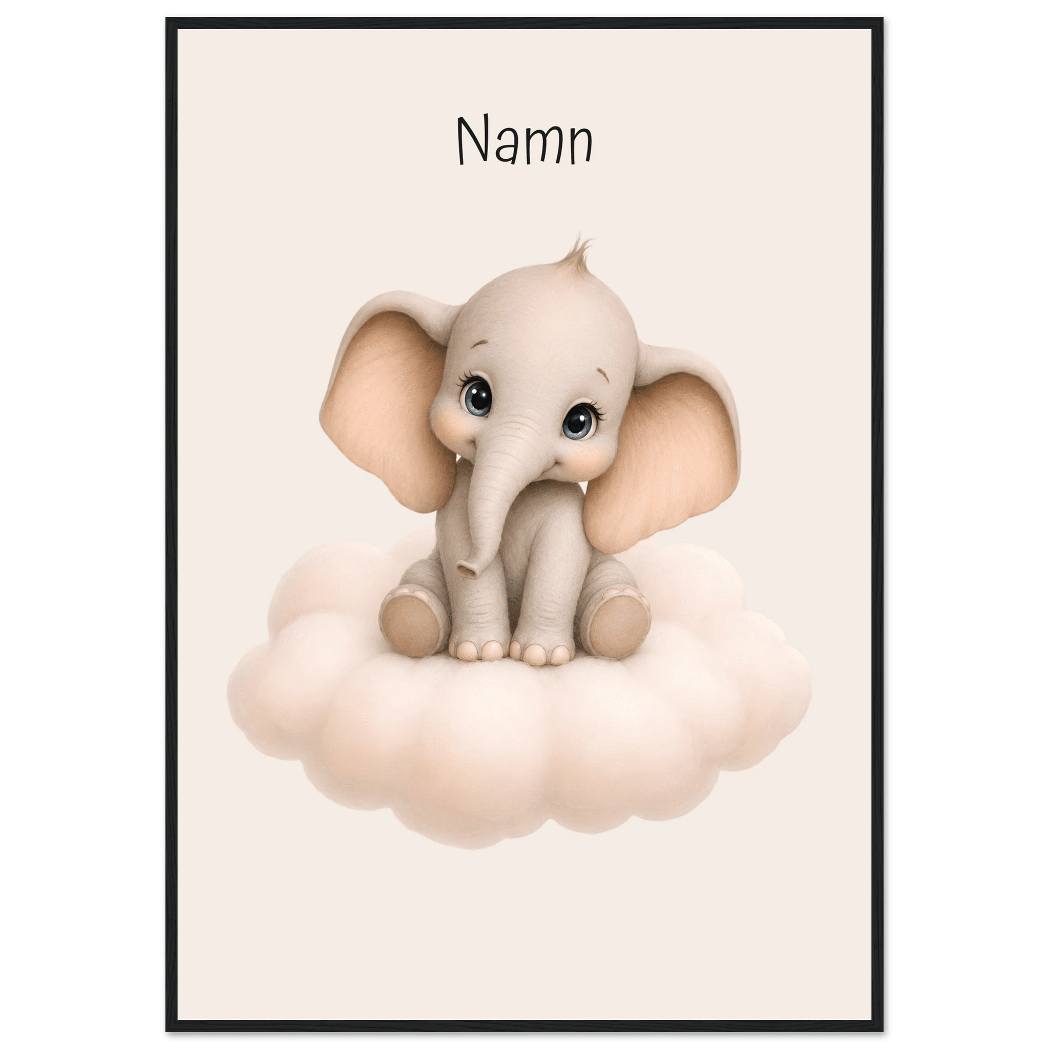 Elefant på moln med namn poster