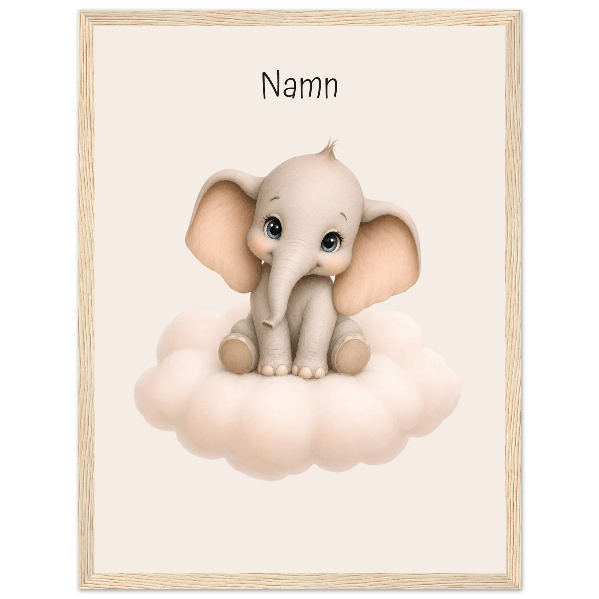 Elefant på moln med namn poster