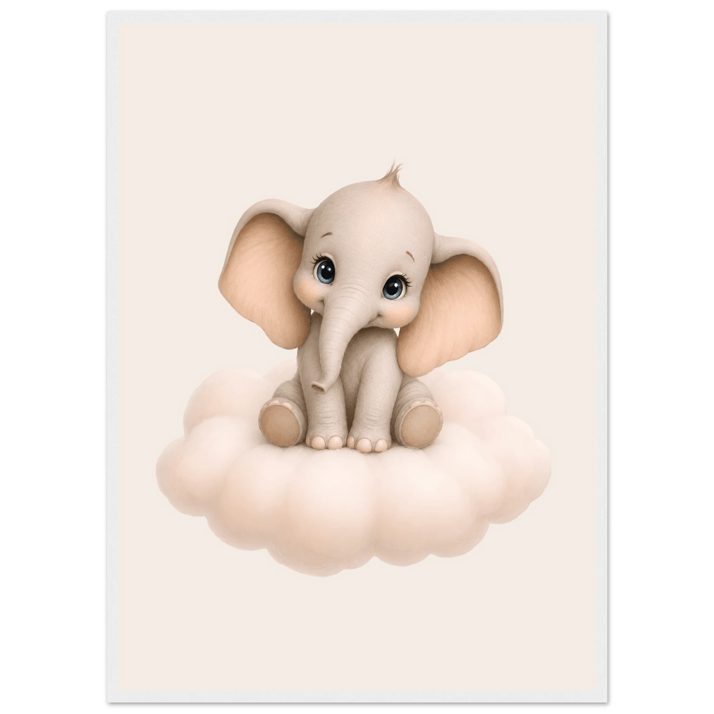 Elefant på moln med namn poster