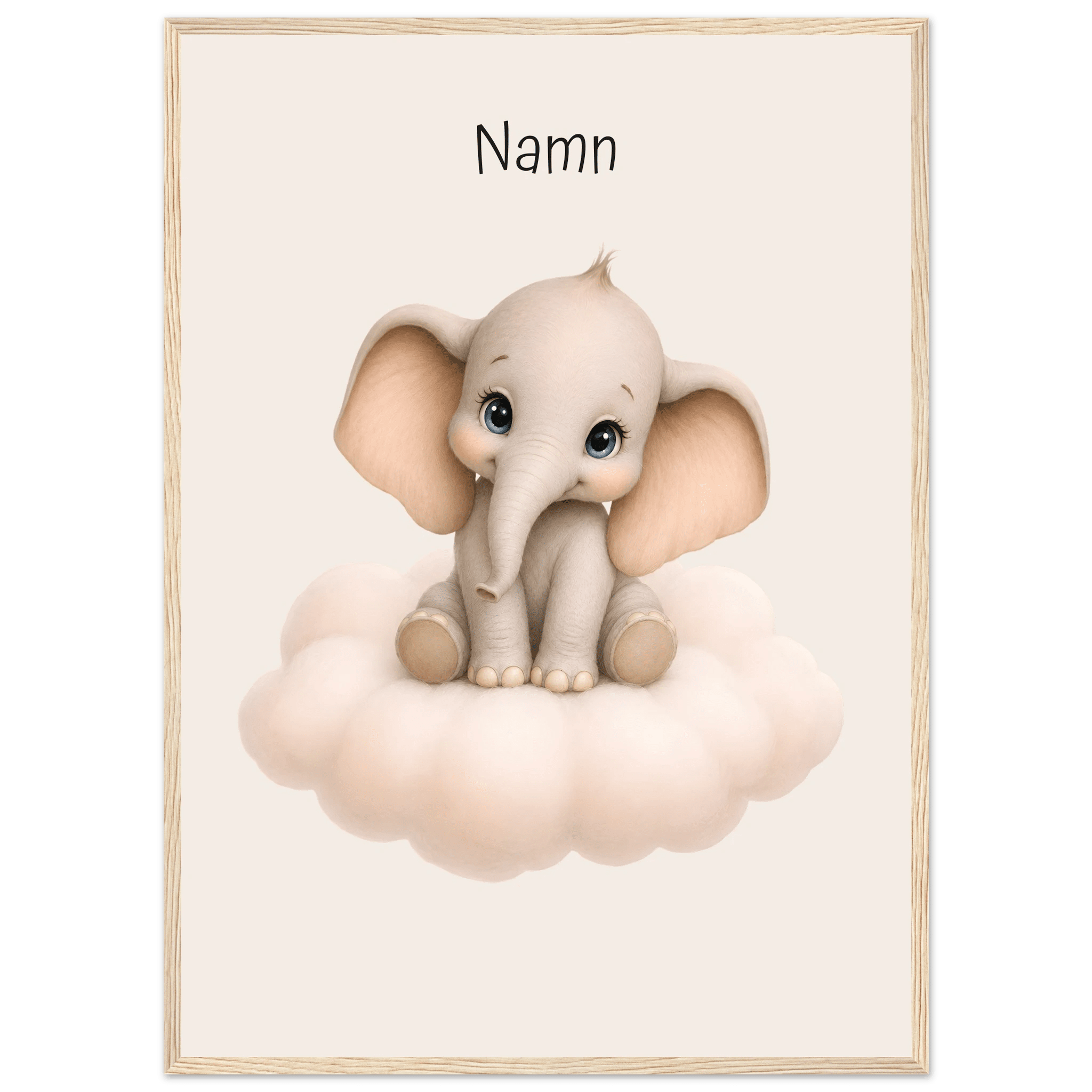 Elefant på moln med namn poster