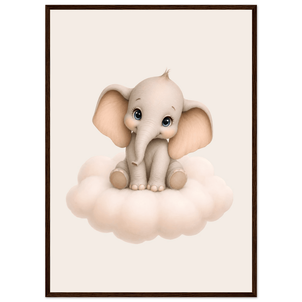 Elefant på moln med namn poster