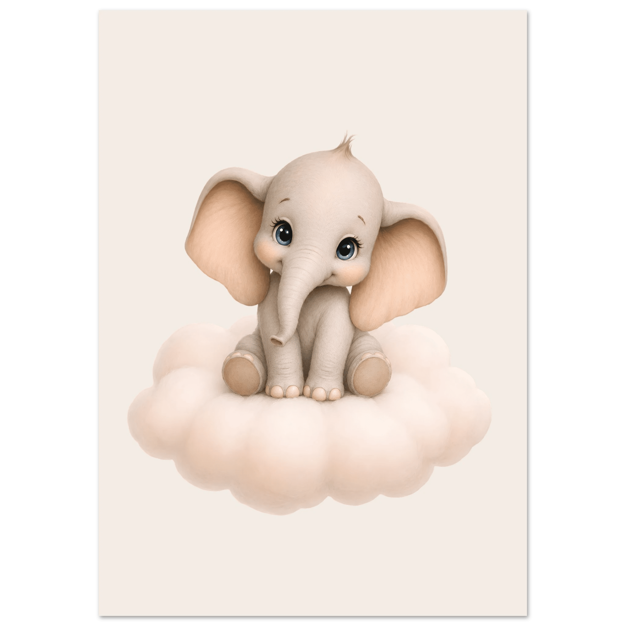 Elefant på moln med namn poster