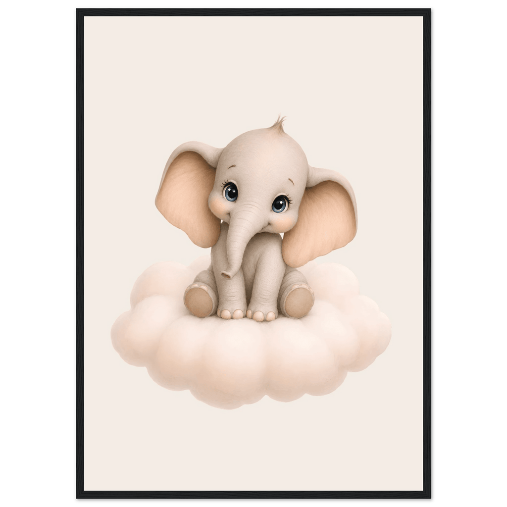 Elefant på moln med namn poster