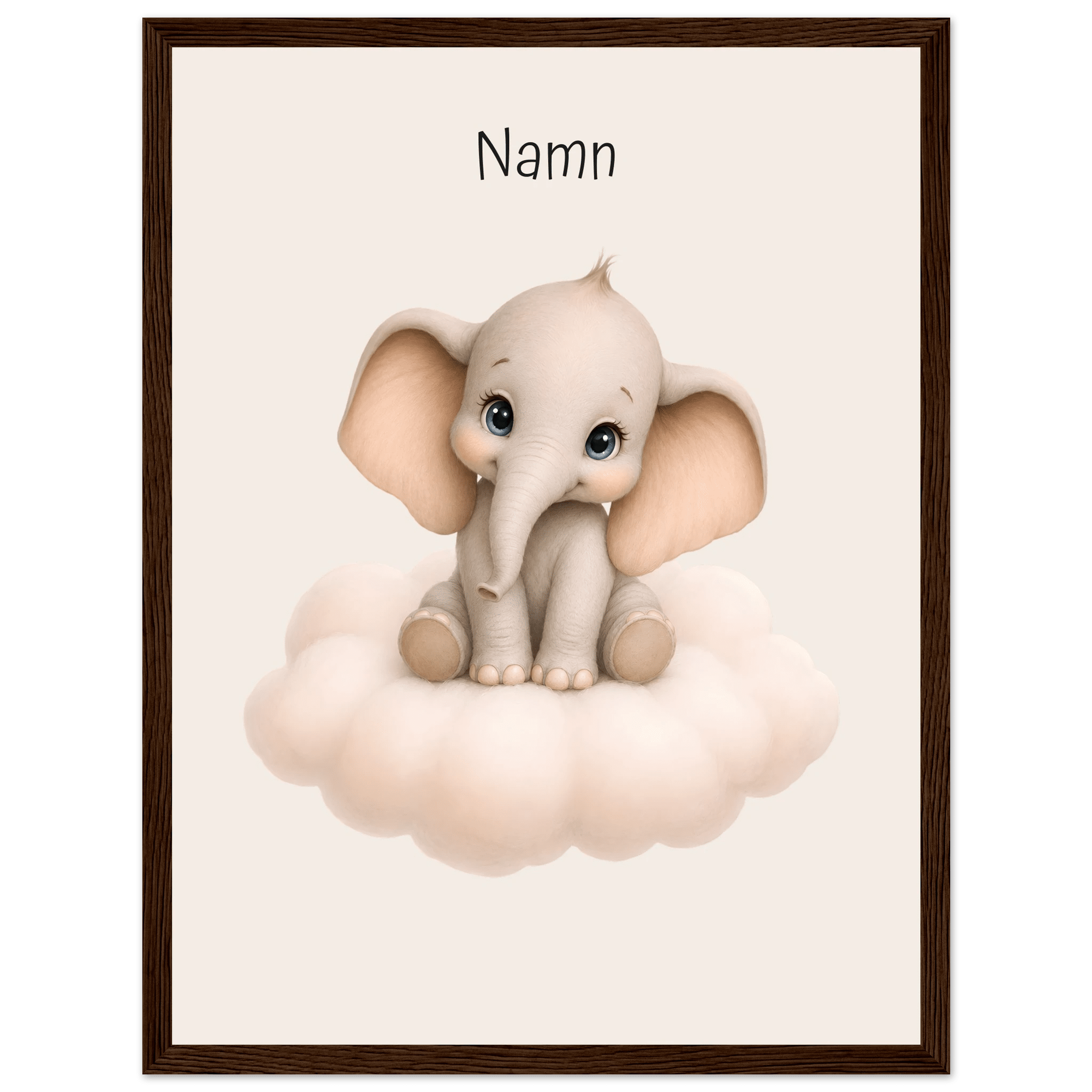 Elefant på moln med namn poster