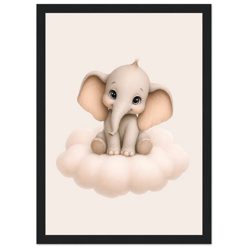 Elefant på moln med namn poster