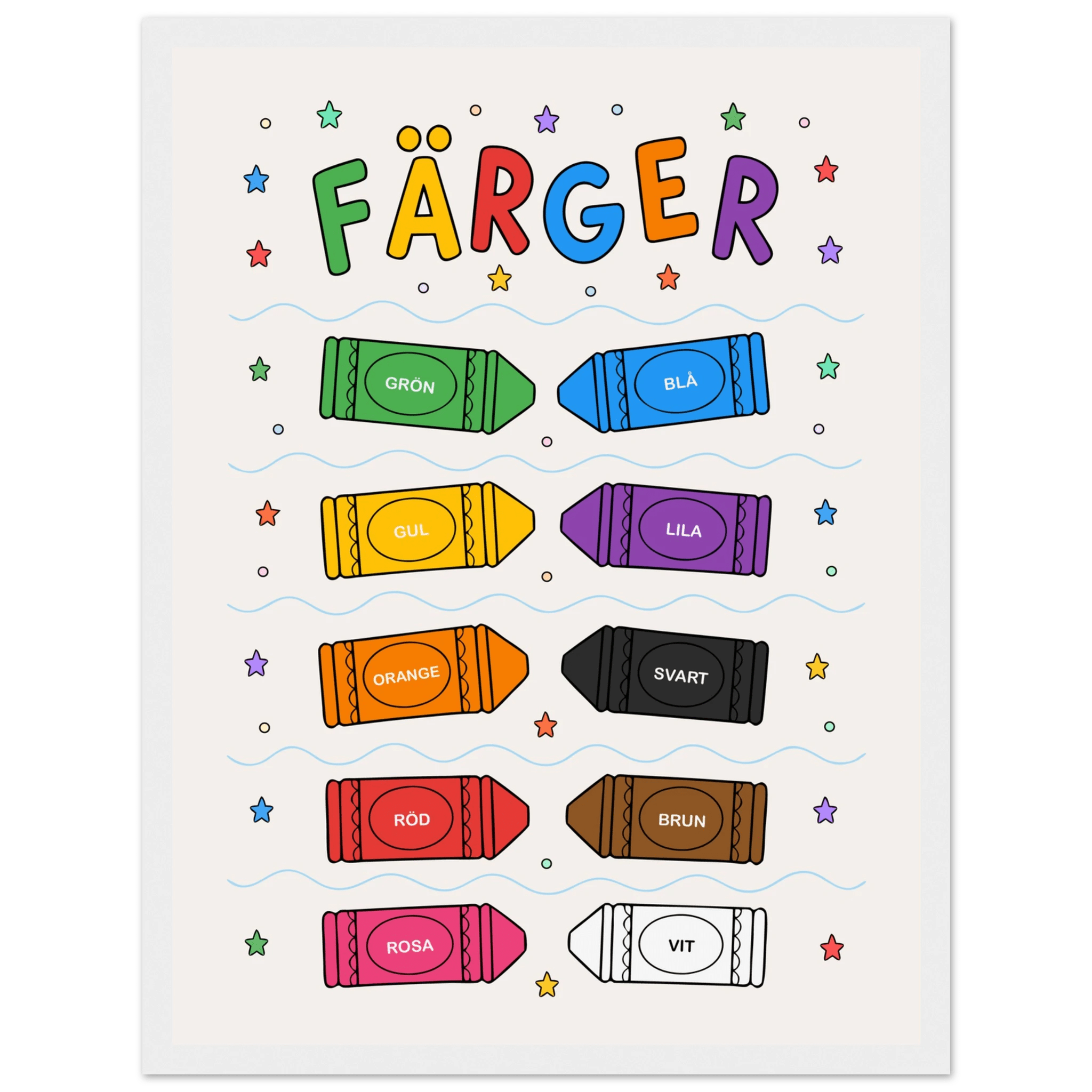 Färgposter med kritor poster