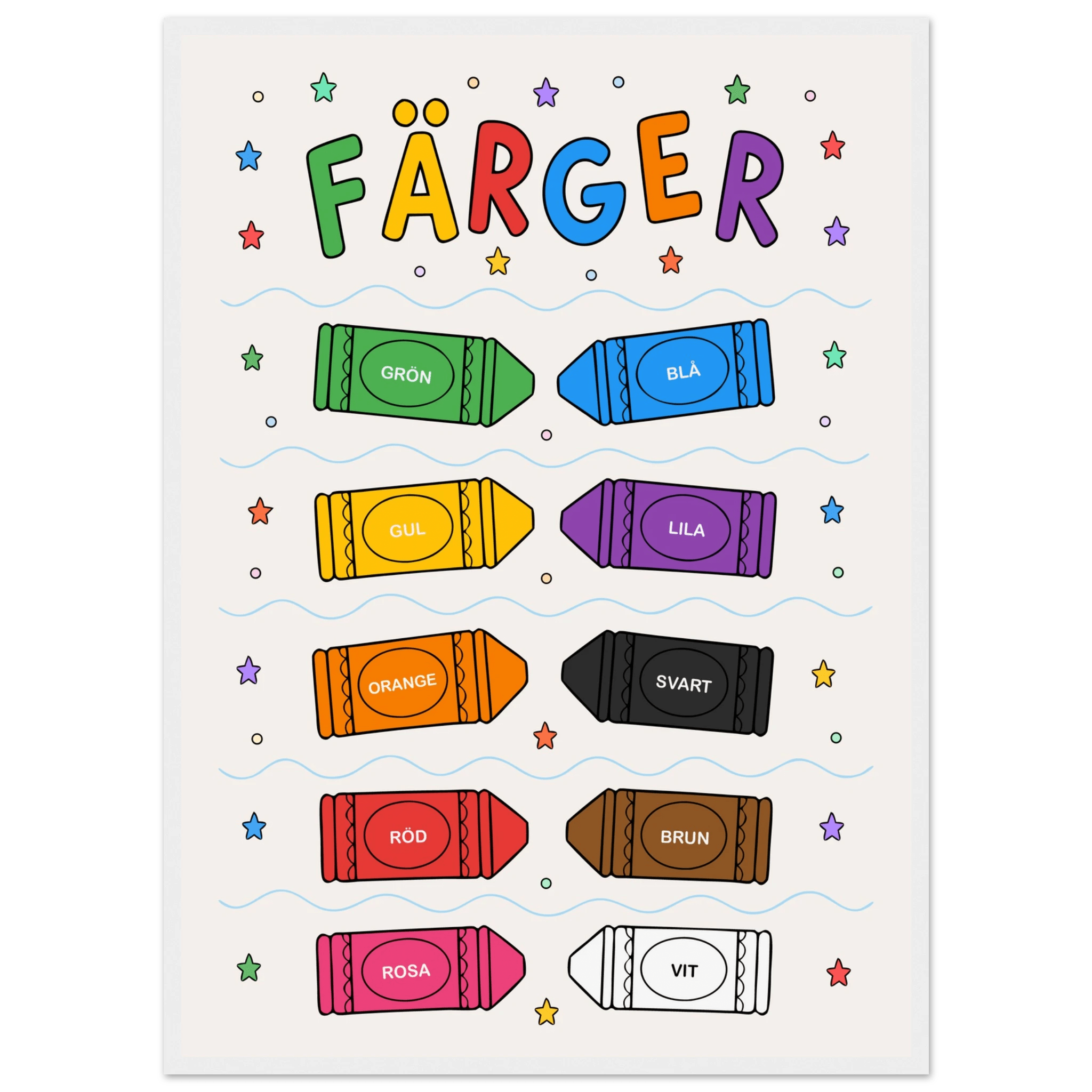 Färgposter med kritor poster