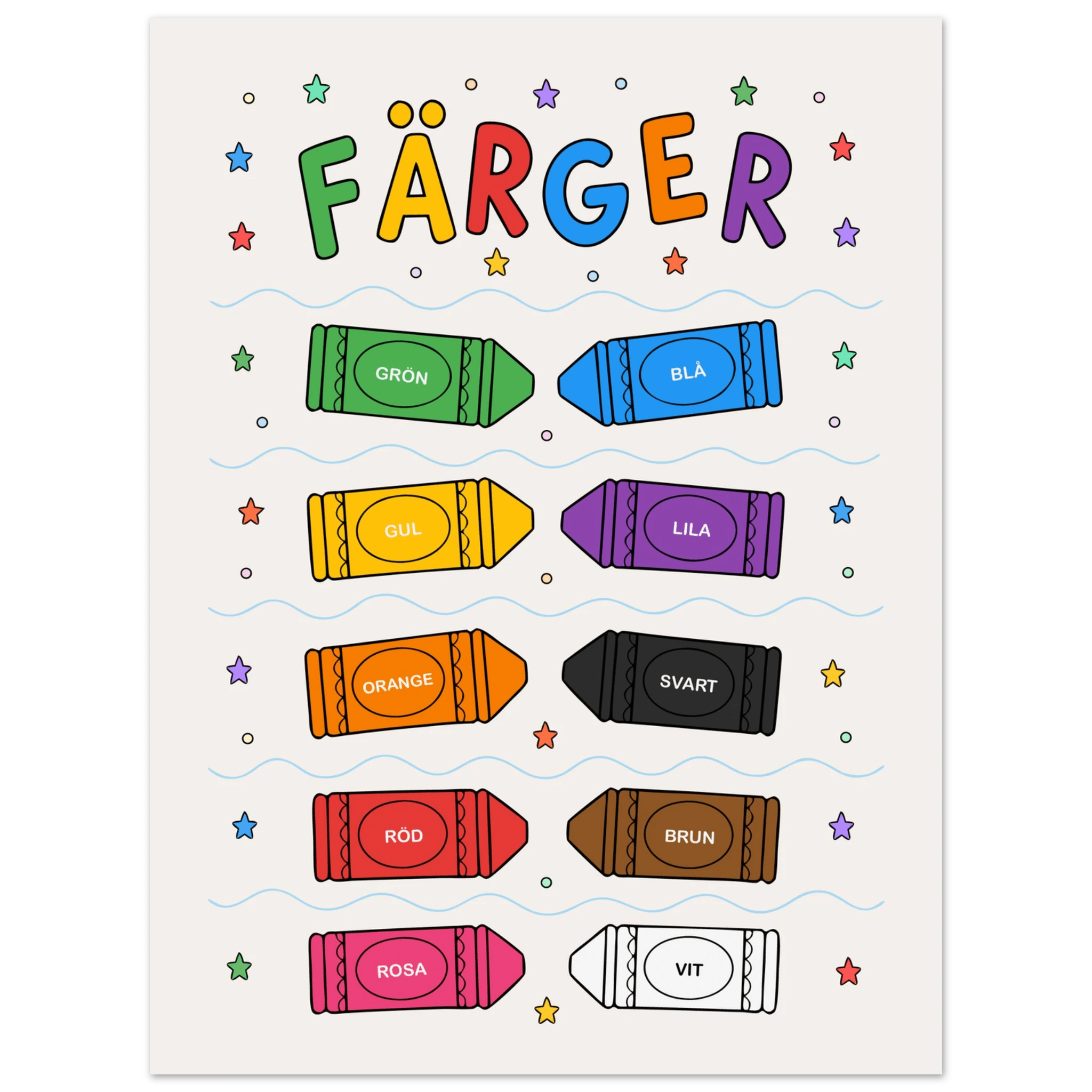 Färgposter med kritor poster
