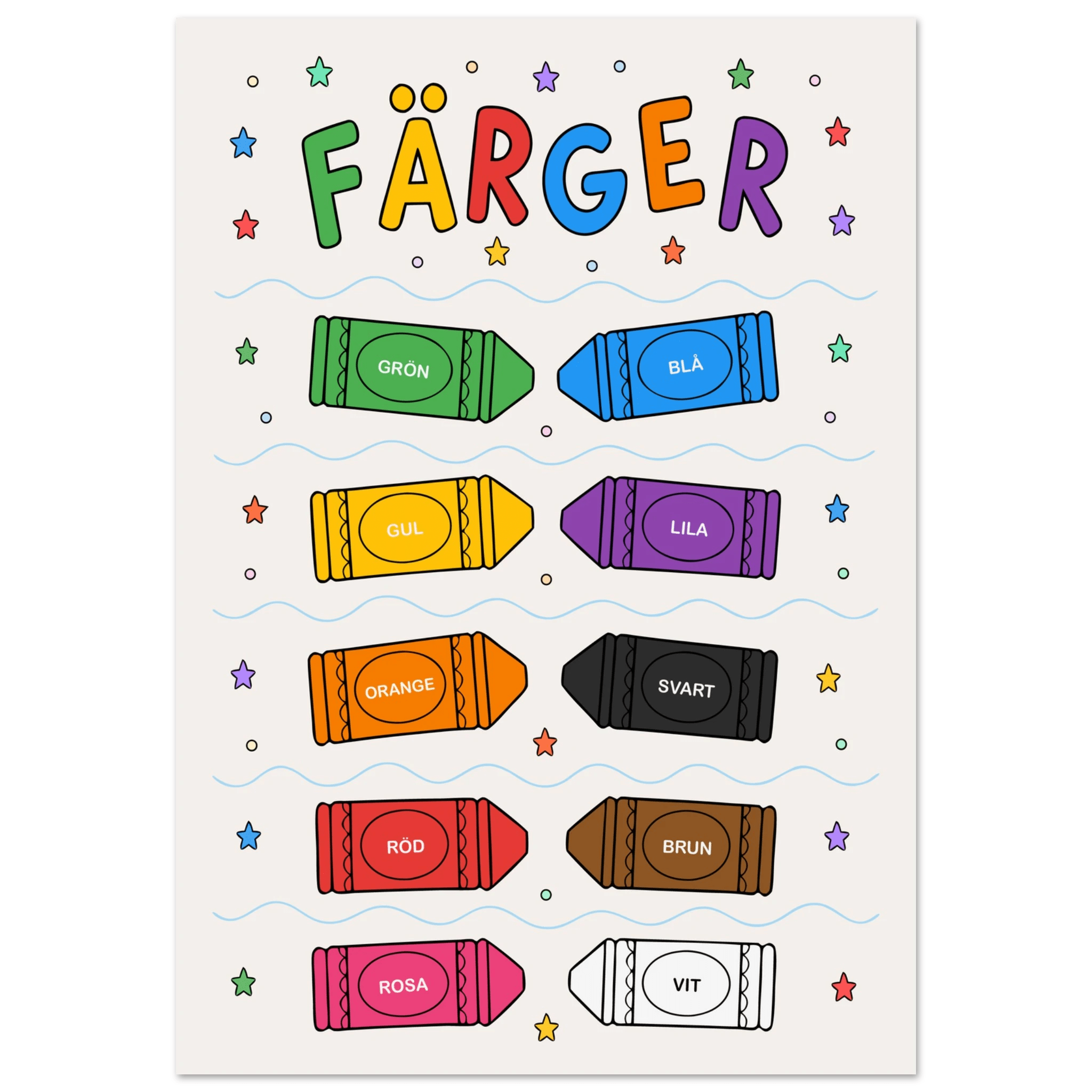 Färgposter med kritor poster