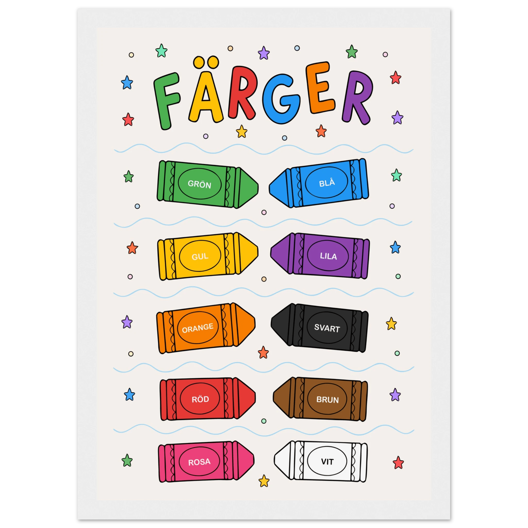 Färgposter med kritor poster