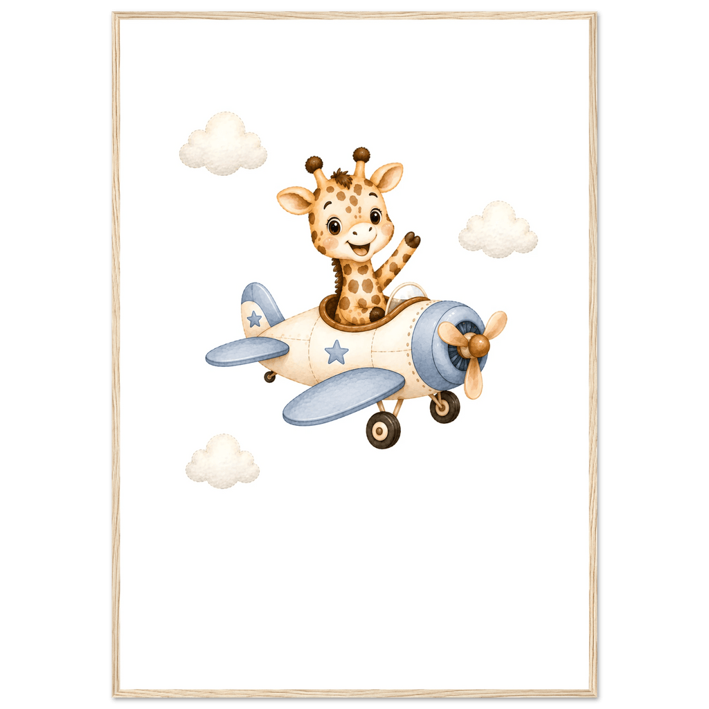 Giraff i flygplan med namn poster