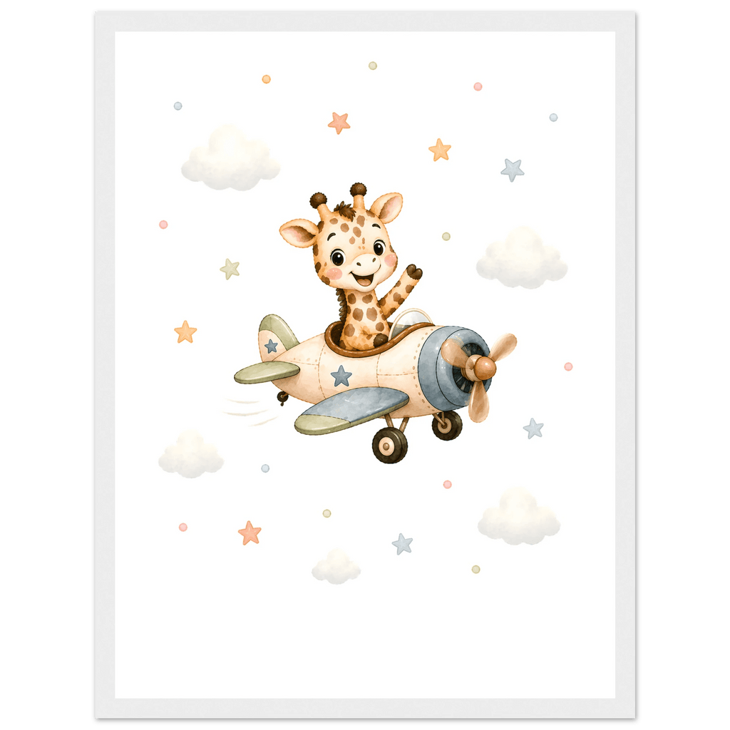 Giraff i flygplan med namn poster