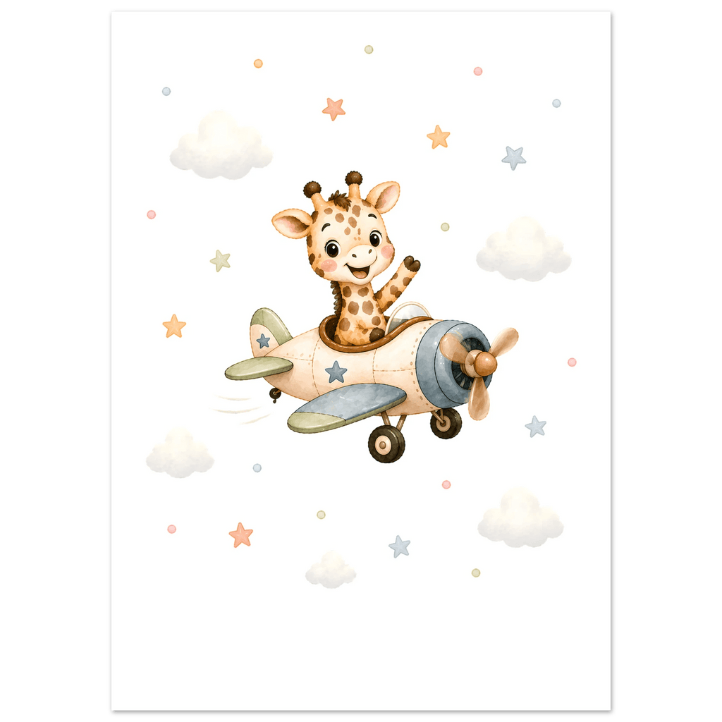 Giraff i flygplan med namn poster