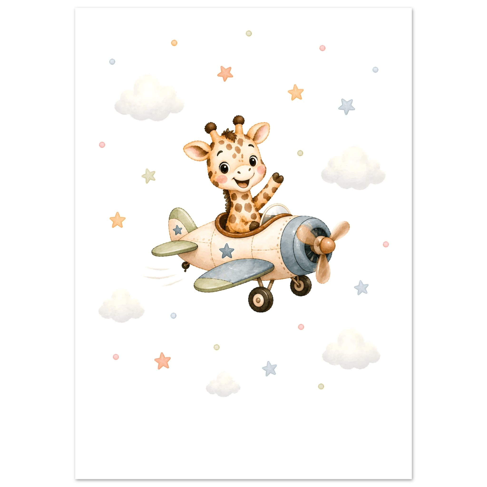 Giraff i flygplan med namn poster