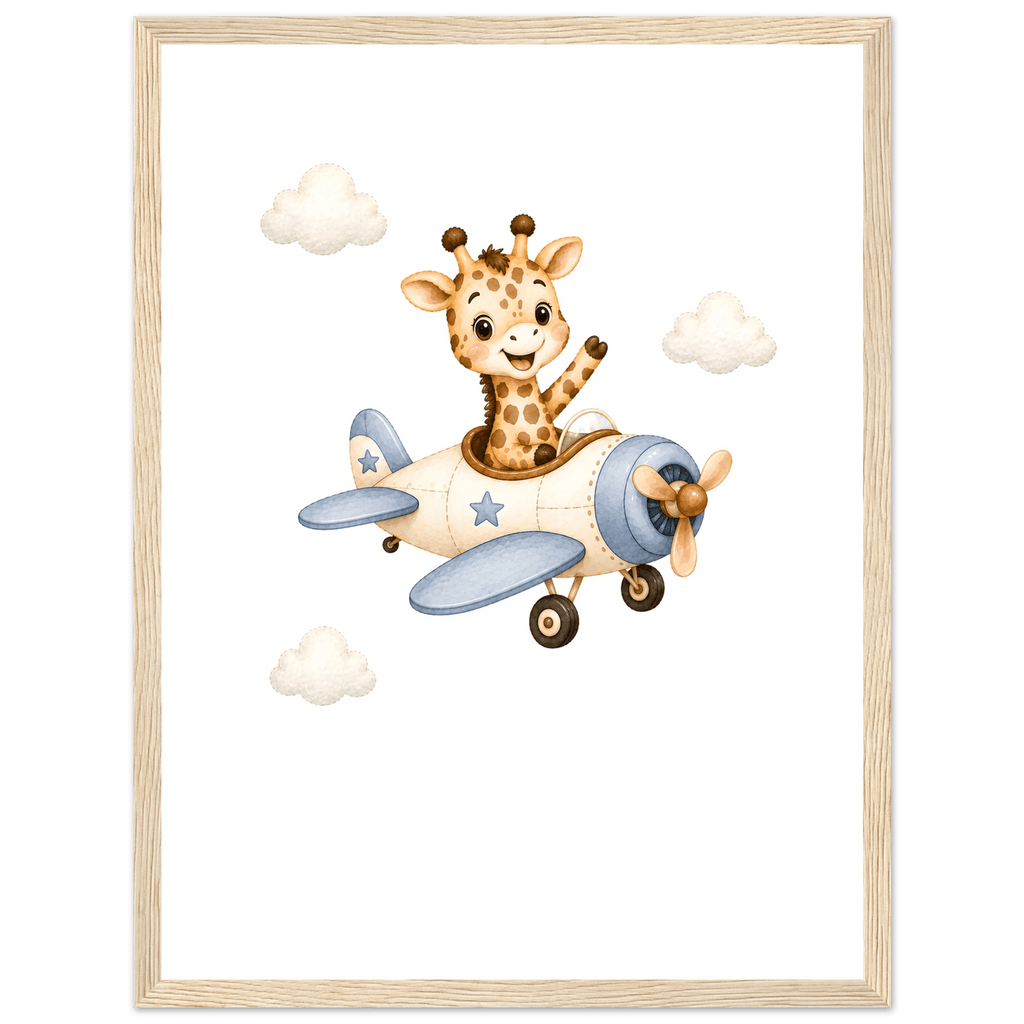 Giraff i flygplan med namn poster