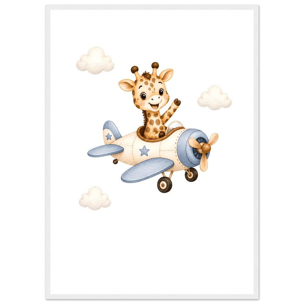 Giraff i flygplan med namn poster