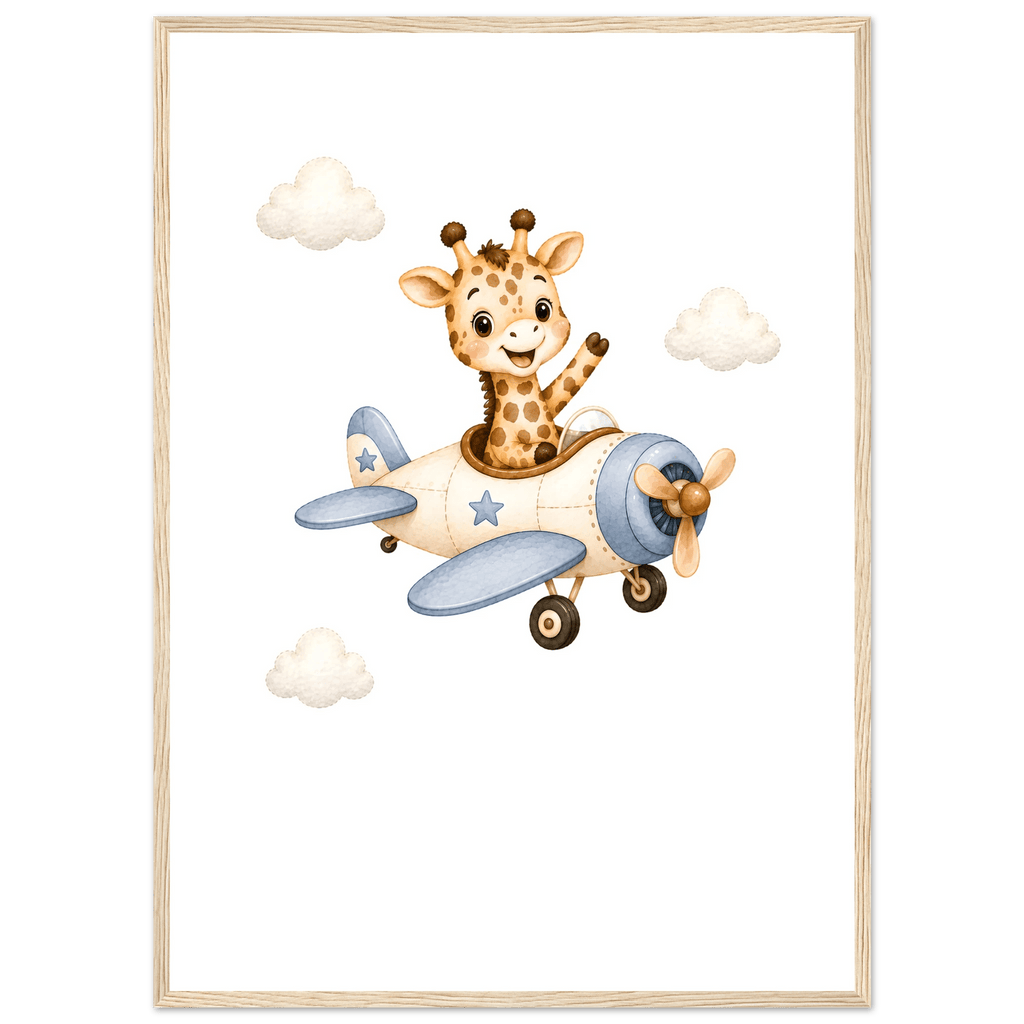 Giraff i flygplan med namn poster