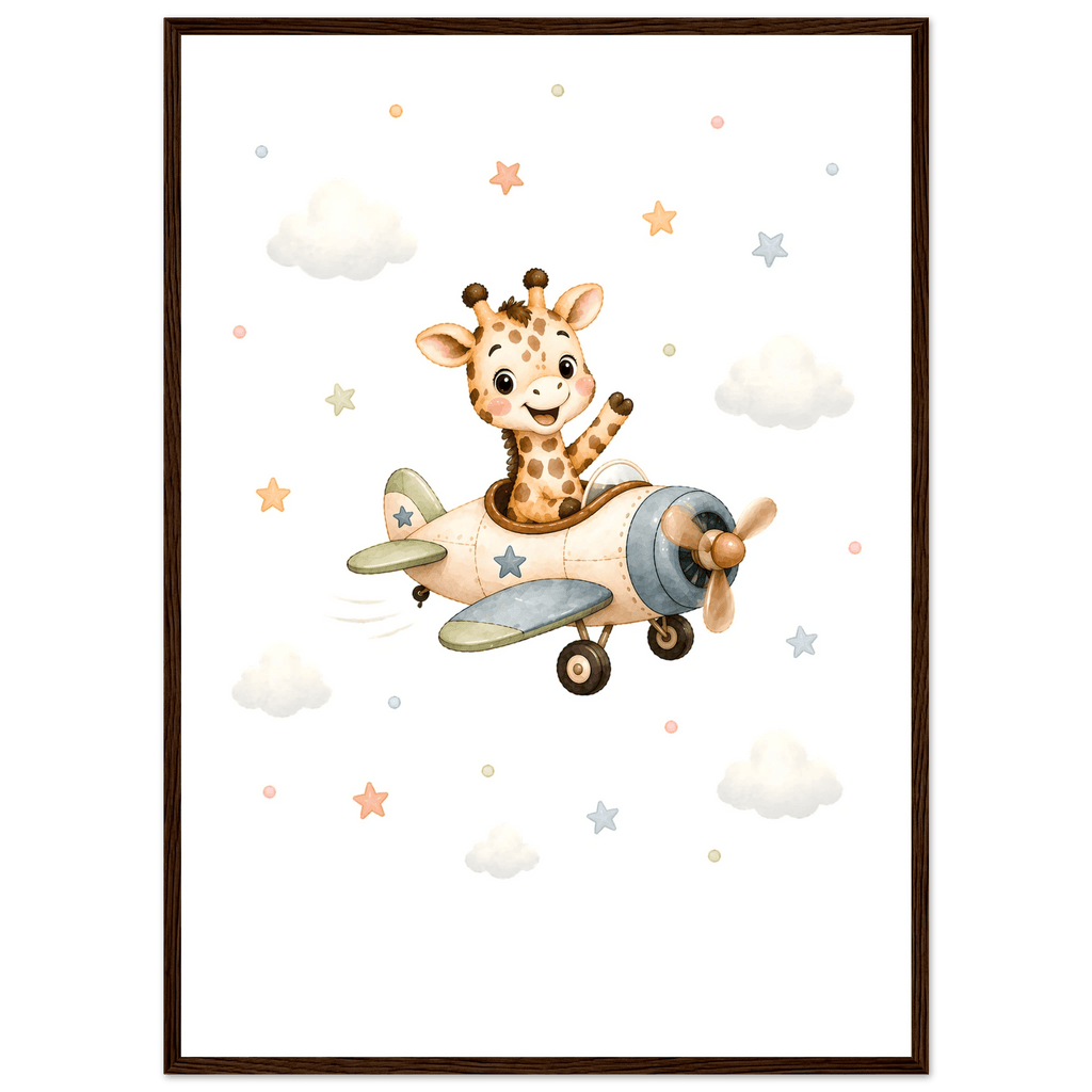 Giraff i flygplan med namn poster