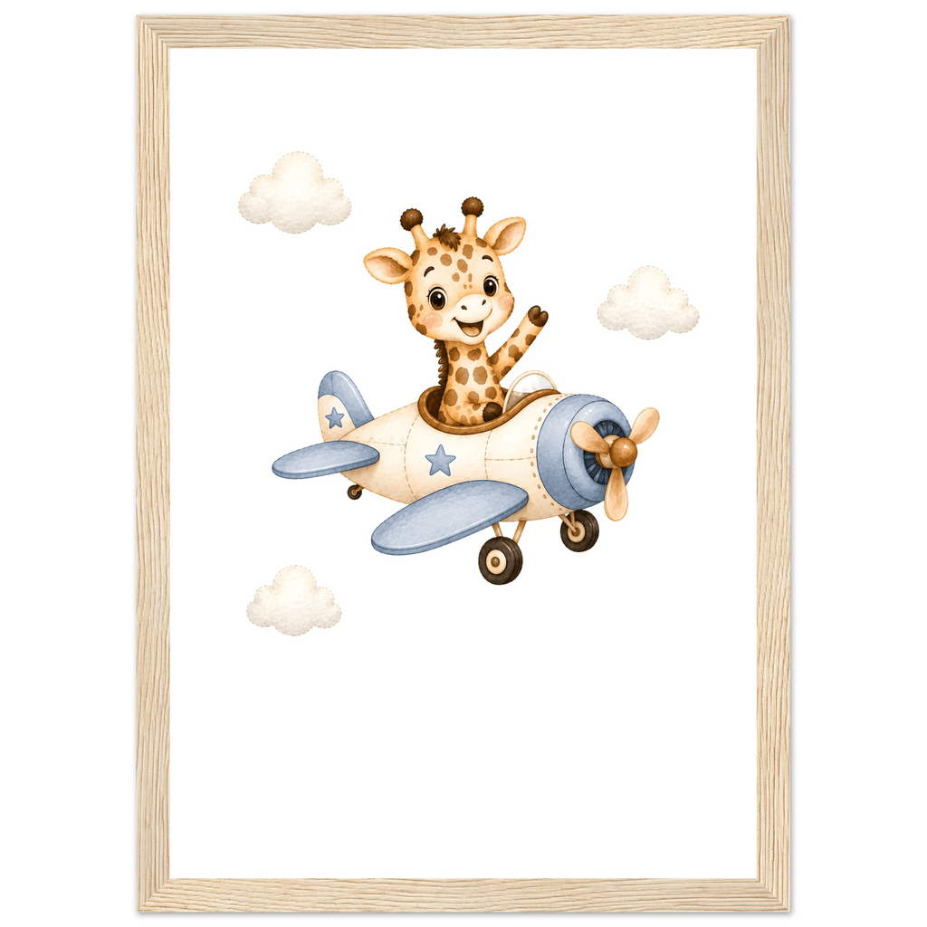 Giraff i flygplan med namn poster