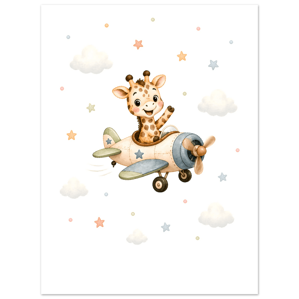 Giraff i flygplan med namn poster