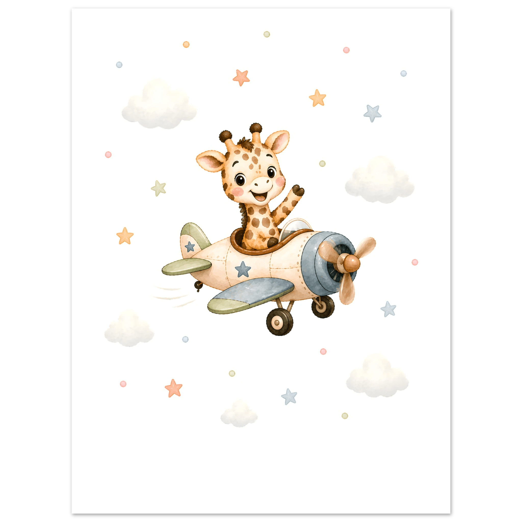 Giraff i flygplan med namn poster