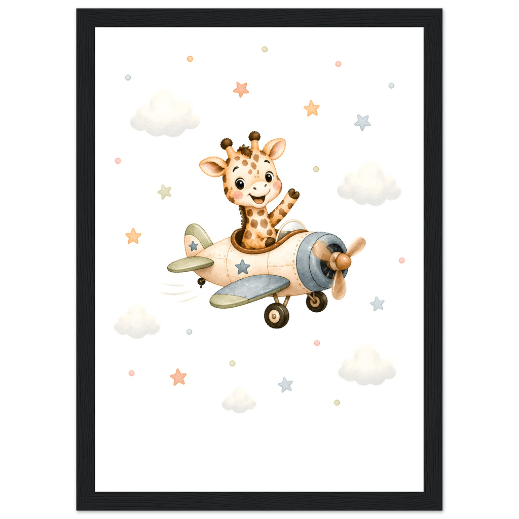 Giraff i flygplan med namn poster