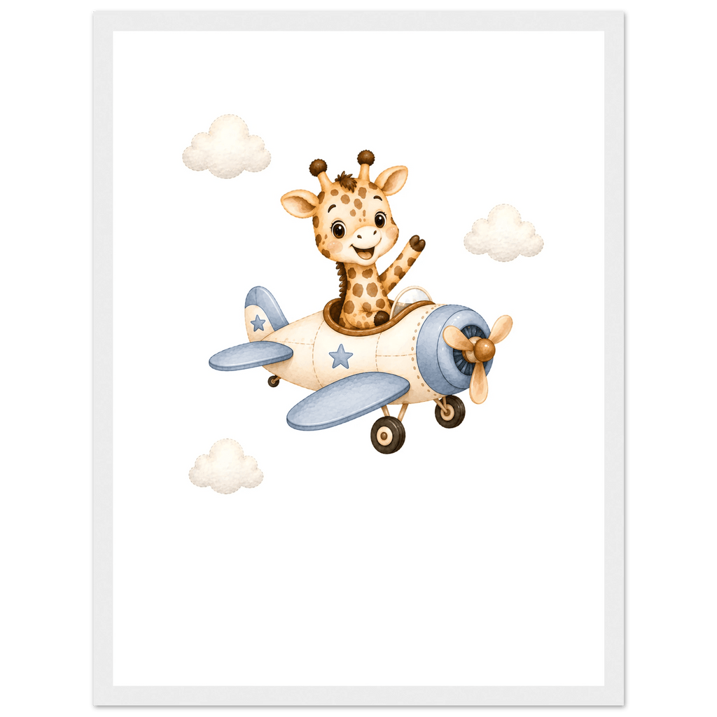 Giraff i flygplan med namn poster