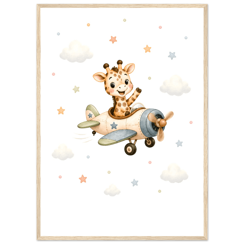 Giraff i flygplan med namn poster