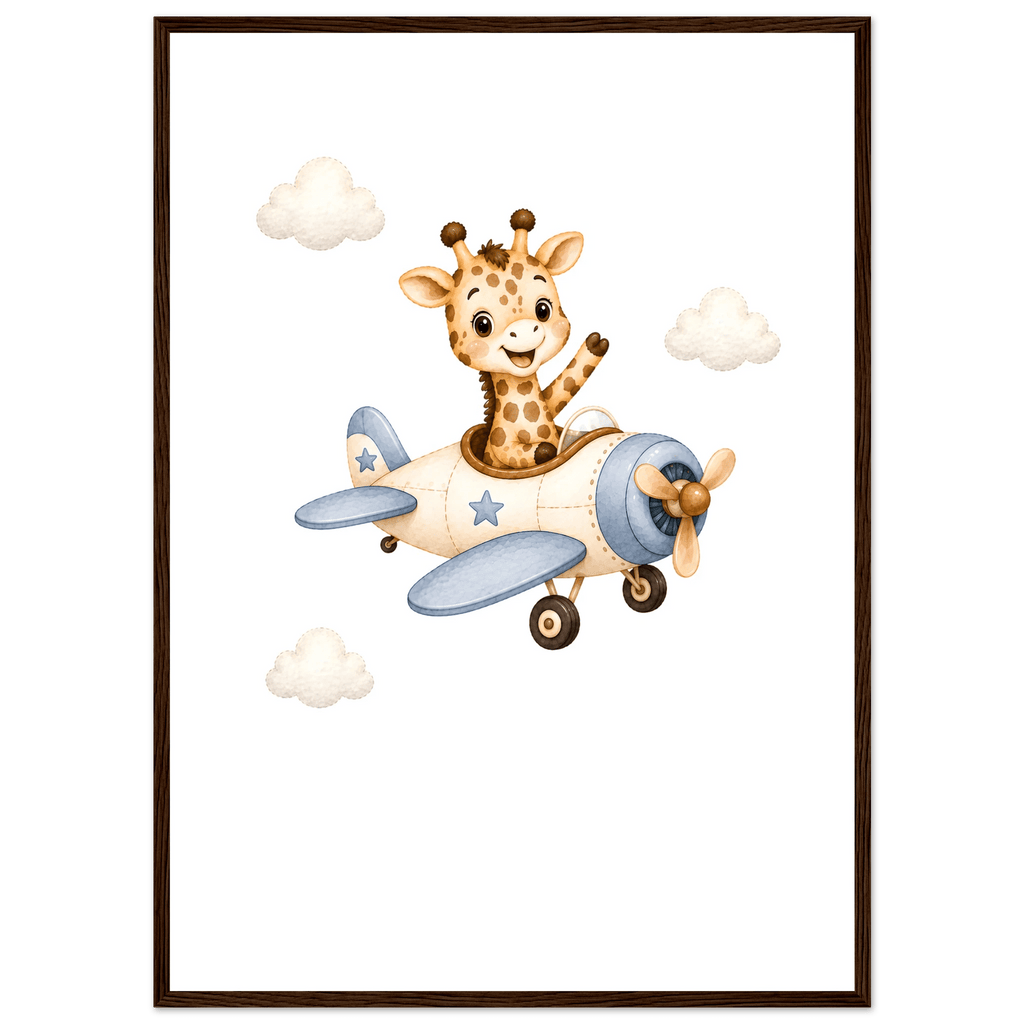 Giraff i flygplan med namn poster