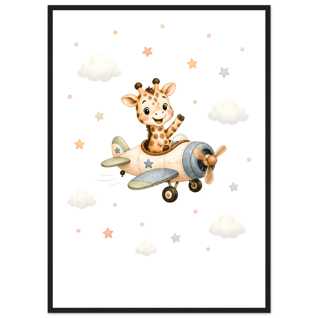 Giraff i flygplan med namn poster