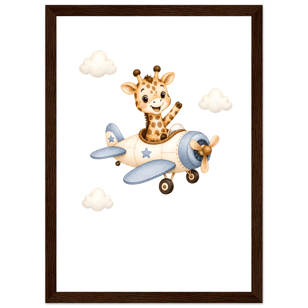 Giraff i flygplan med namn poster