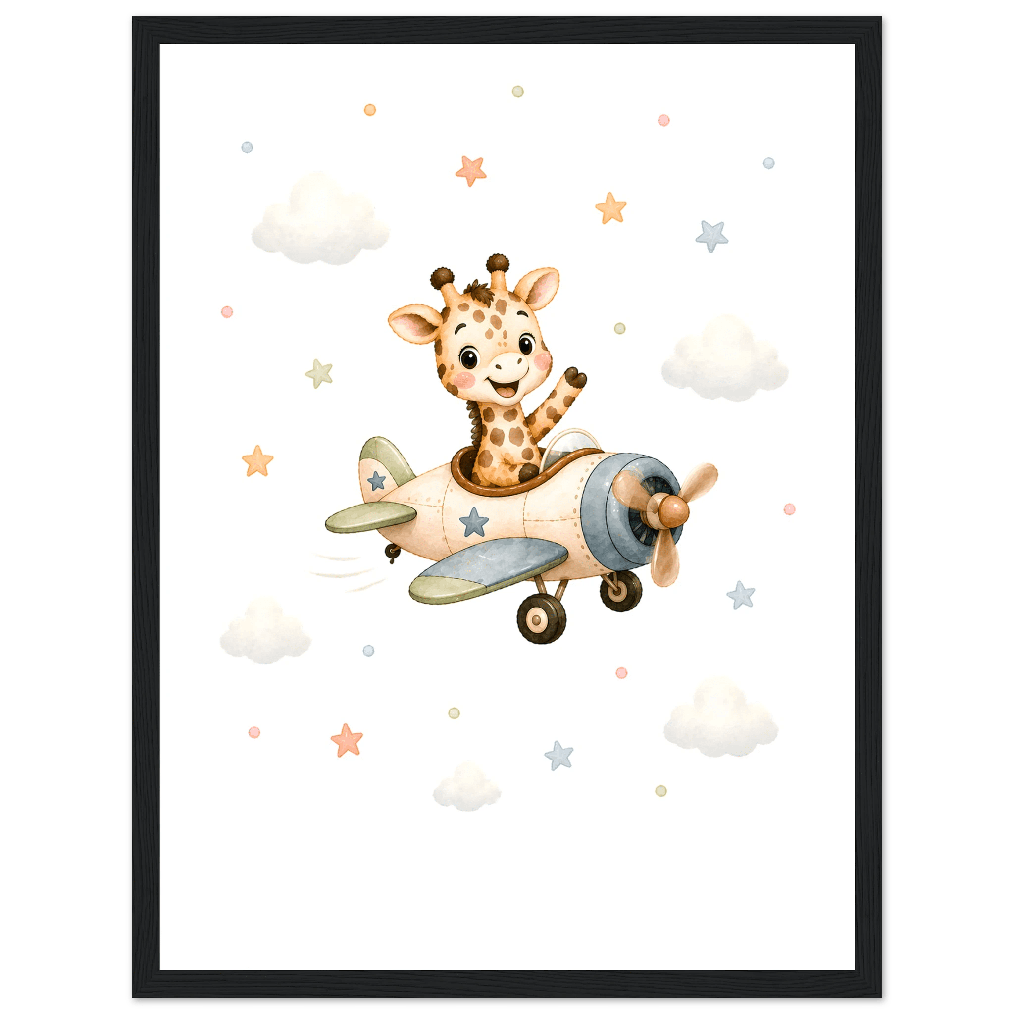 Giraff i flygplan med namn poster