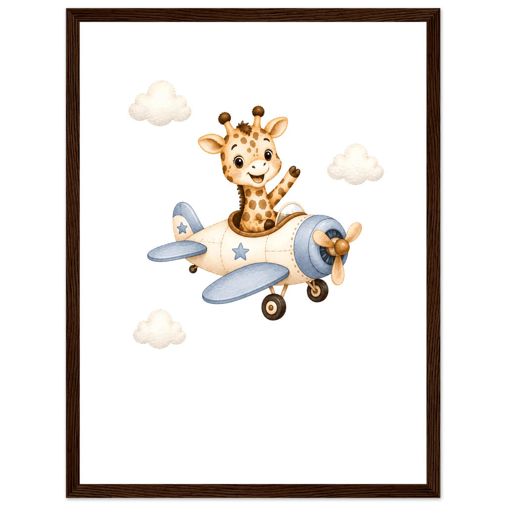 Giraff i flygplan med namn poster
