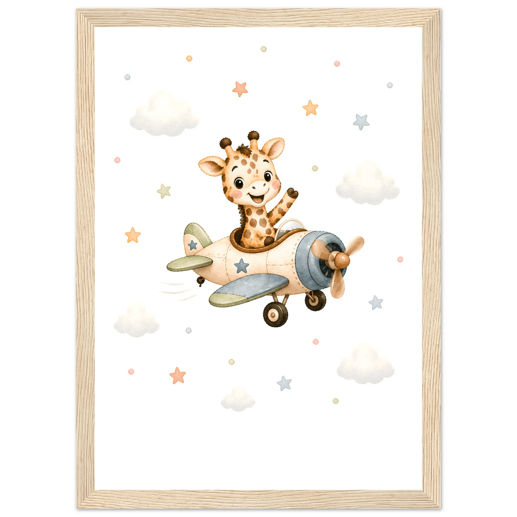 Giraff i flygplan med namn poster