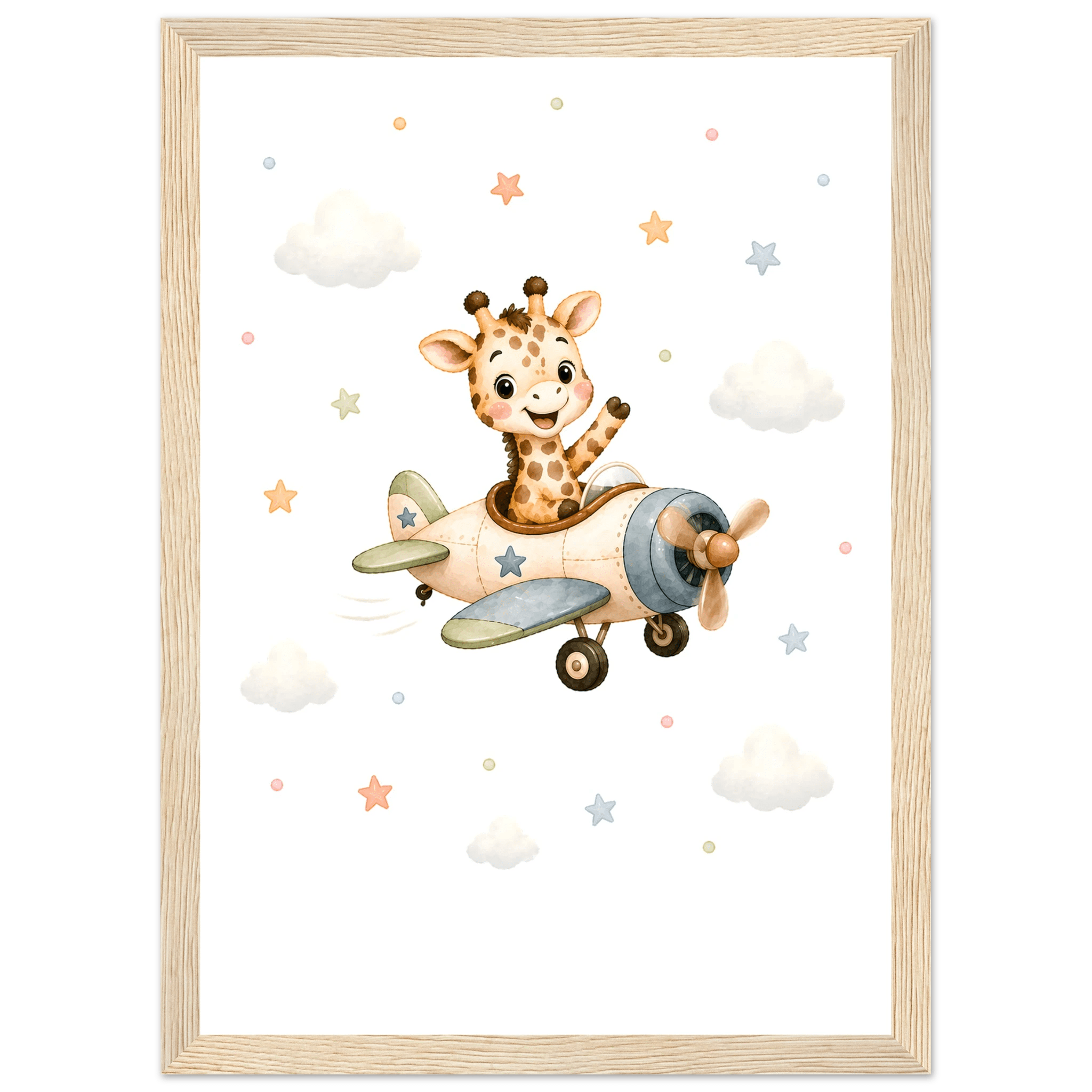 Giraff i flygplan med namn poster