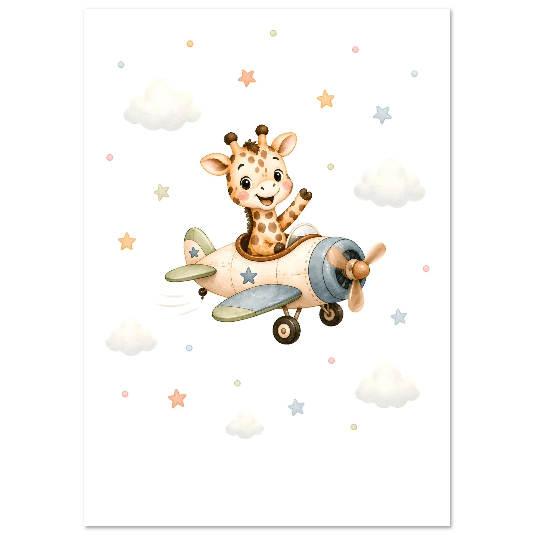 Giraff i flygplan med namn poster