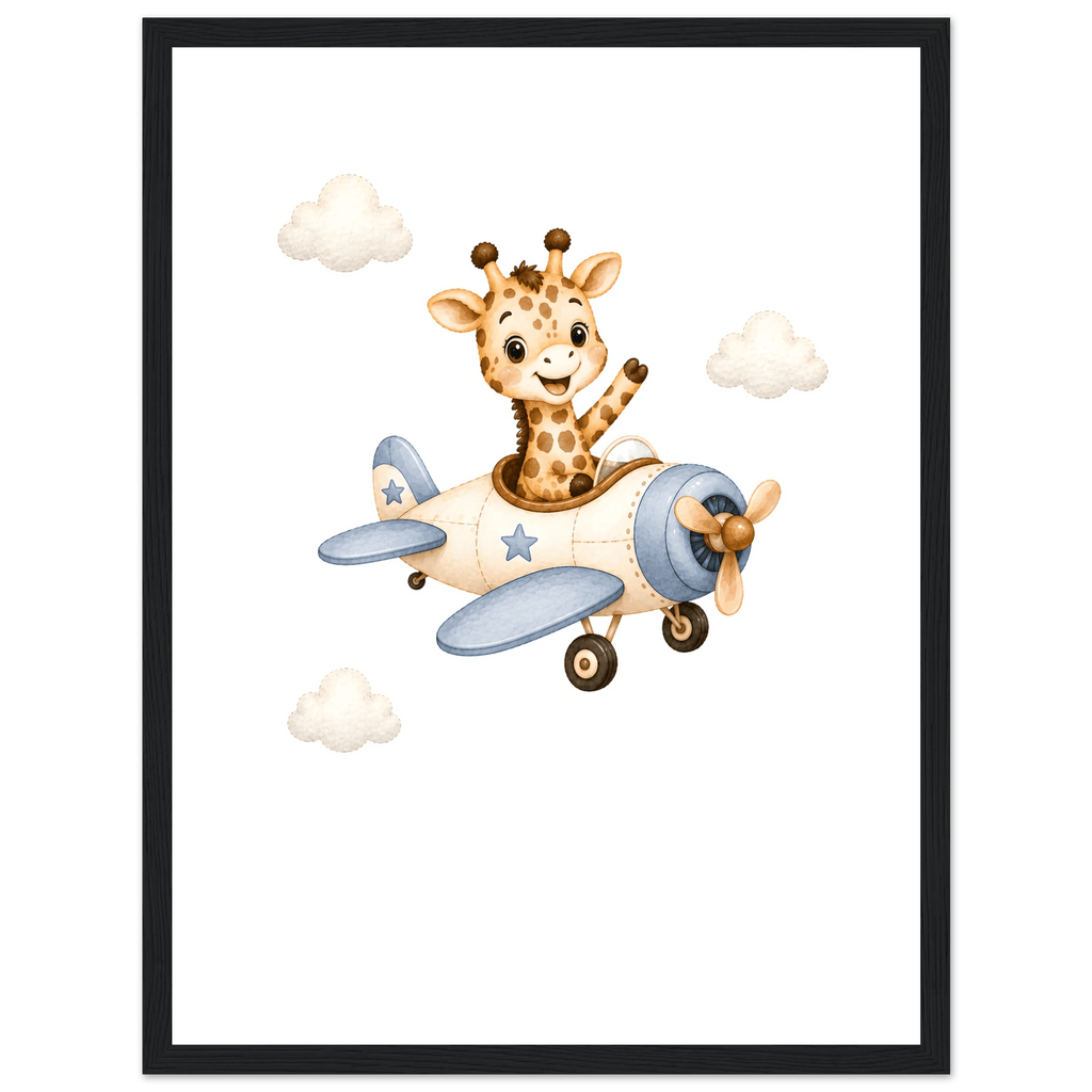 Giraff i flygplan med namn poster
