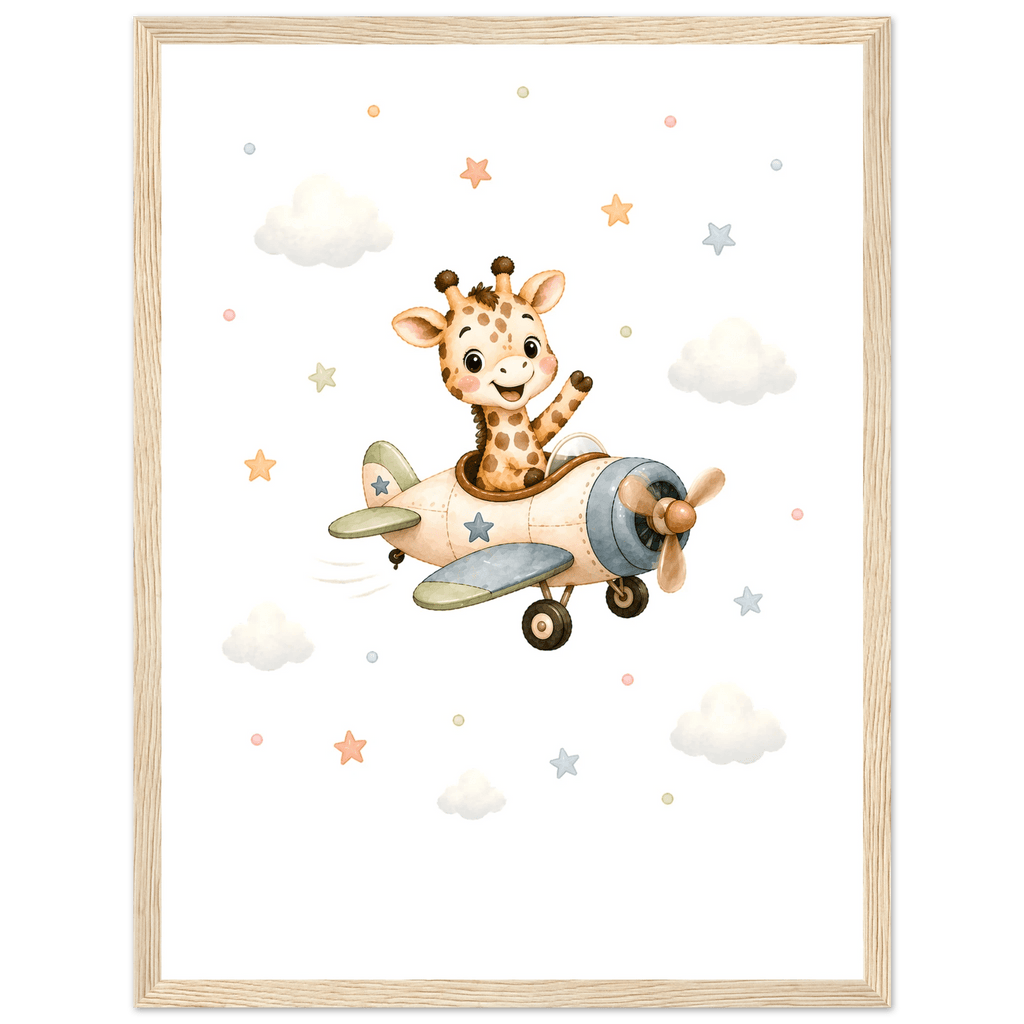 Giraff i flygplan med namn poster