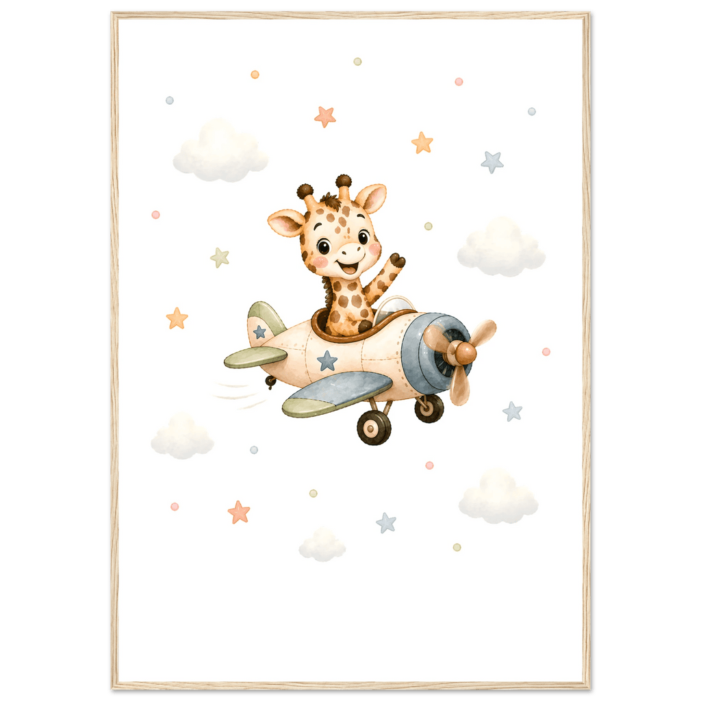 Giraff i flygplan med namn poster