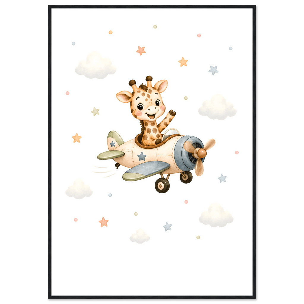 Giraff i flygplan med namn poster