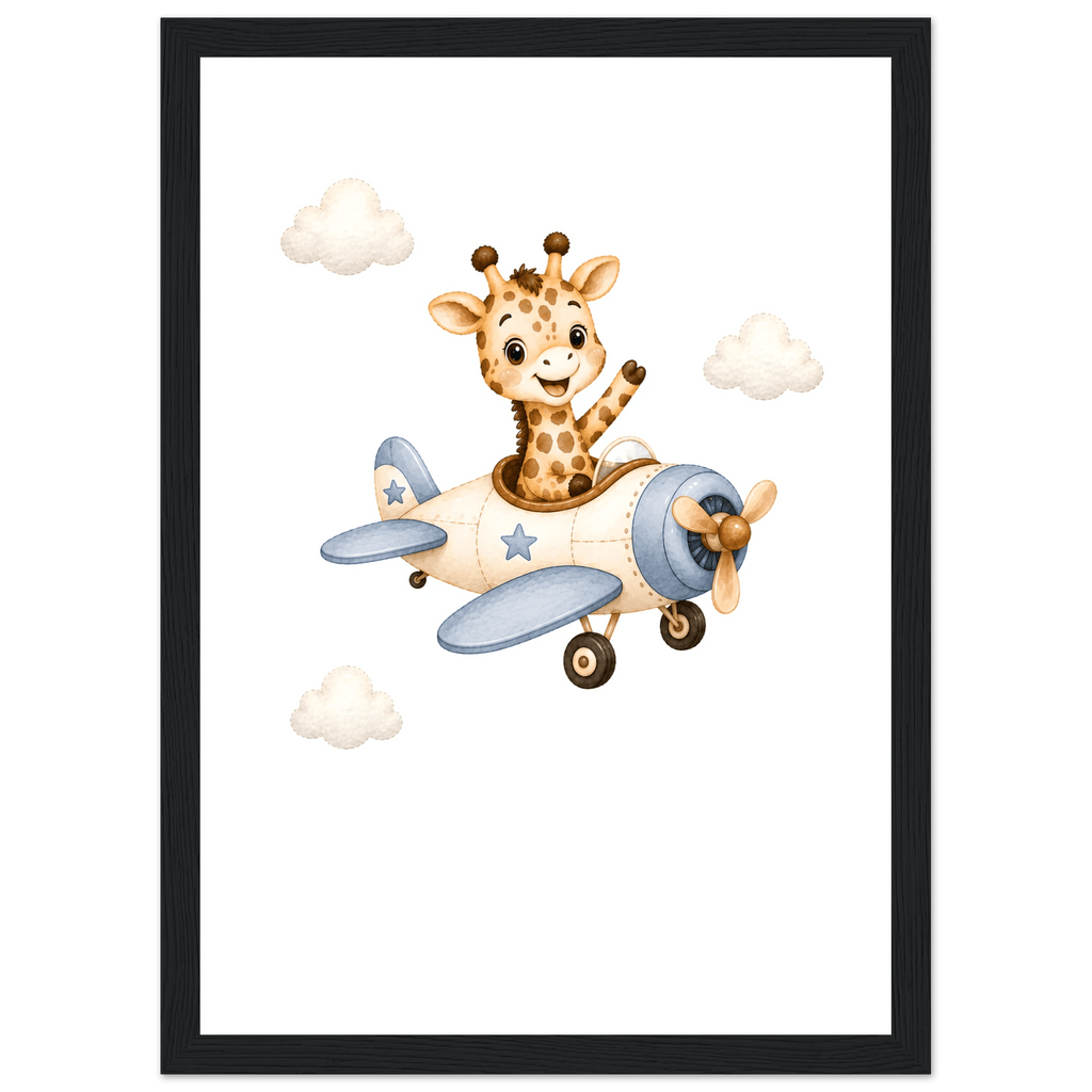 Giraff i flygplan med namn poster